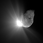 � NASA/JPL-Caltech/UMD; Blick von Deep Impact, 67 Sekunden nach dem Einschlag.